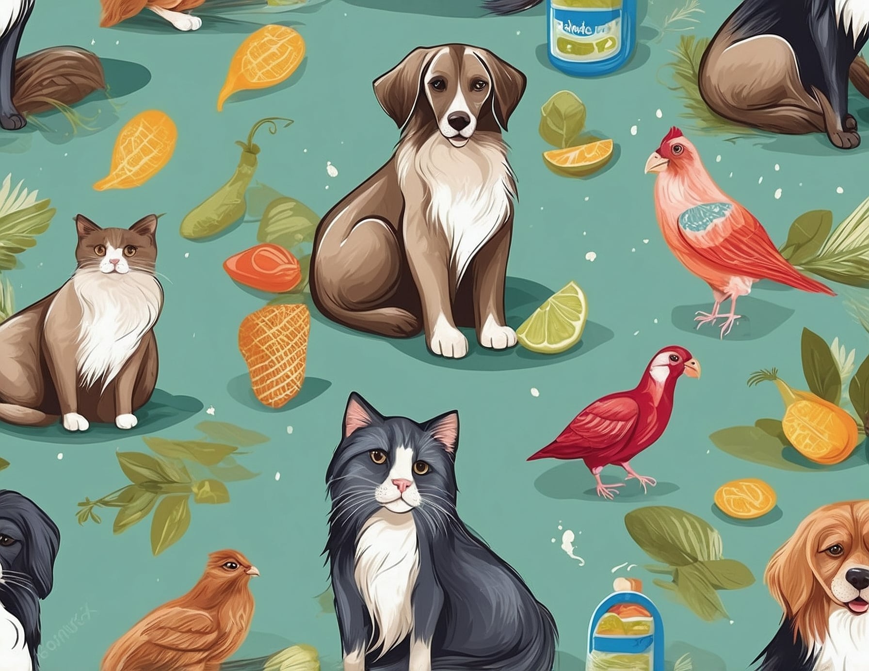 Alimentos y productos atractivos para mascotas.